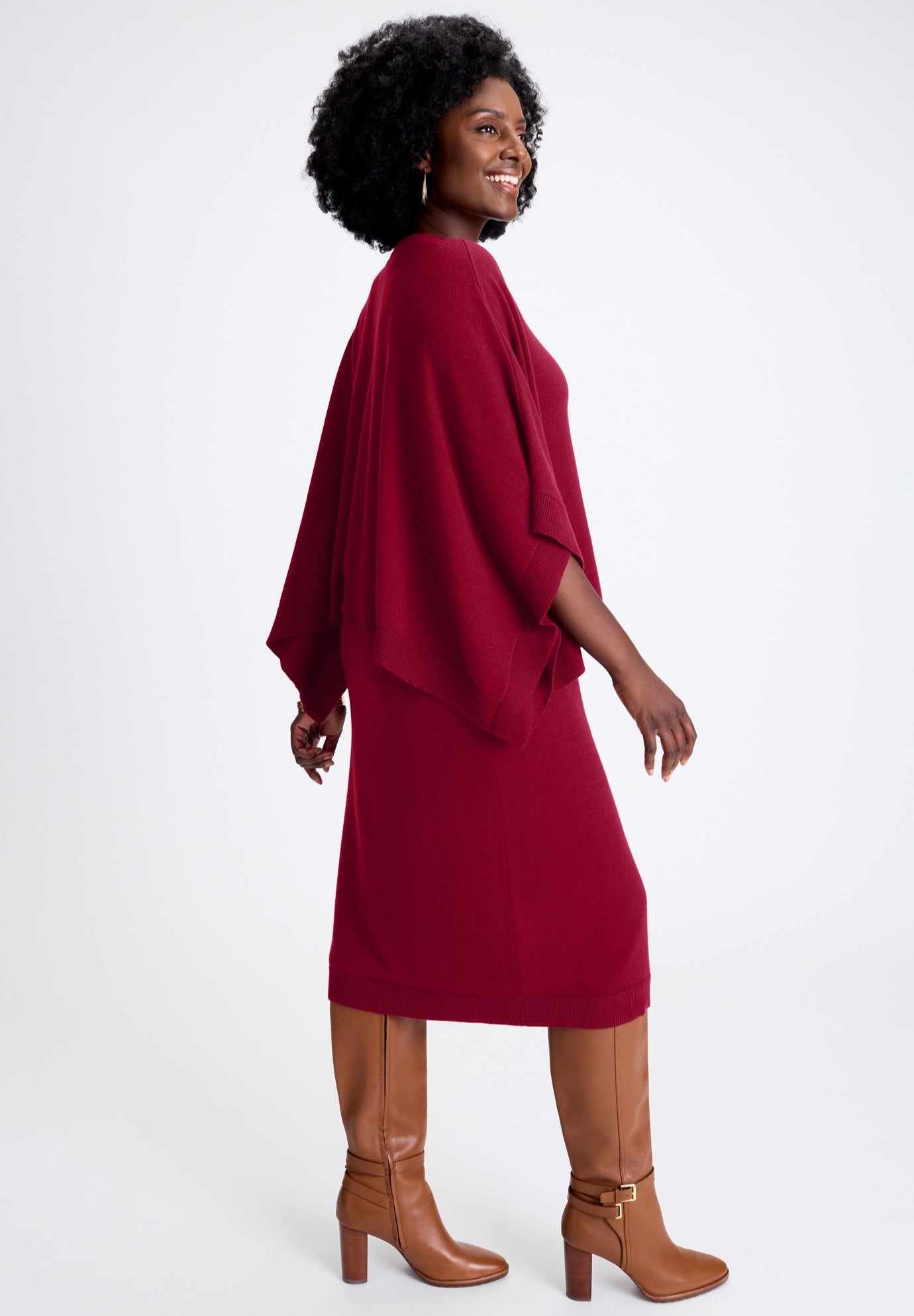 Cable Knit Cape Sweater Dress image number 2