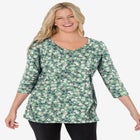 Perfect Printed Three-Quarter Sleeve V-Neck Tee image number null
