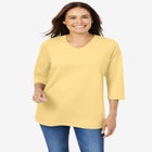 Perfect Printed Three-Quarter Sleeve V-Neck Tee image number null