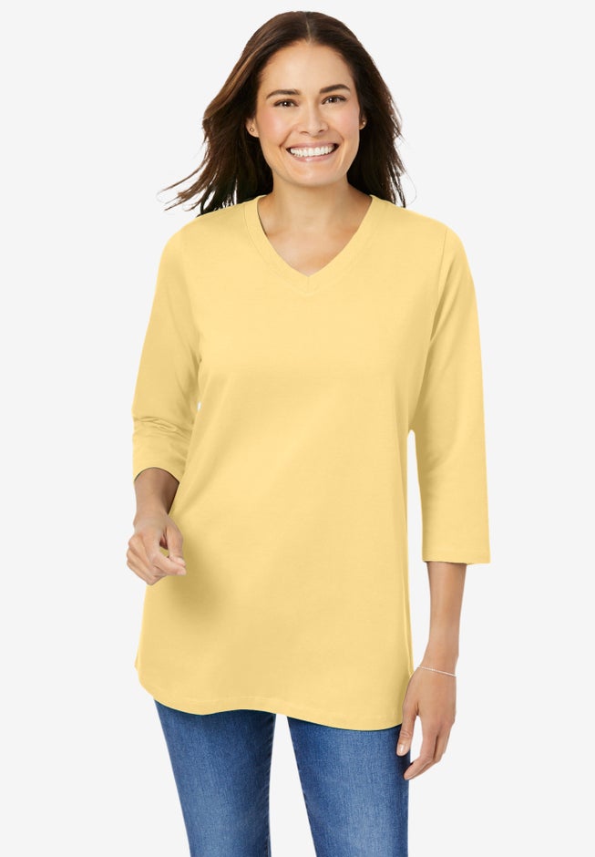 Perfect Printed Three-Quarter Sleeve V-Neck Tee image number 6