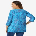 Perfect Printed Three-Quarter Sleeve V-Neck Tee image number null