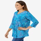 Perfect Printed Three-Quarter Sleeve V-Neck Tee image number null