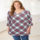 Perfect Printed Three-Quarter Sleeve V-Neck Tee image number null