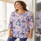 Perfect Printed Three-Quarter Sleeve V-Neck Tee image number null