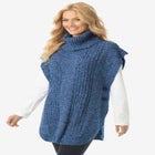Marled Knit Cowl Neck Poncho Sweater image number null