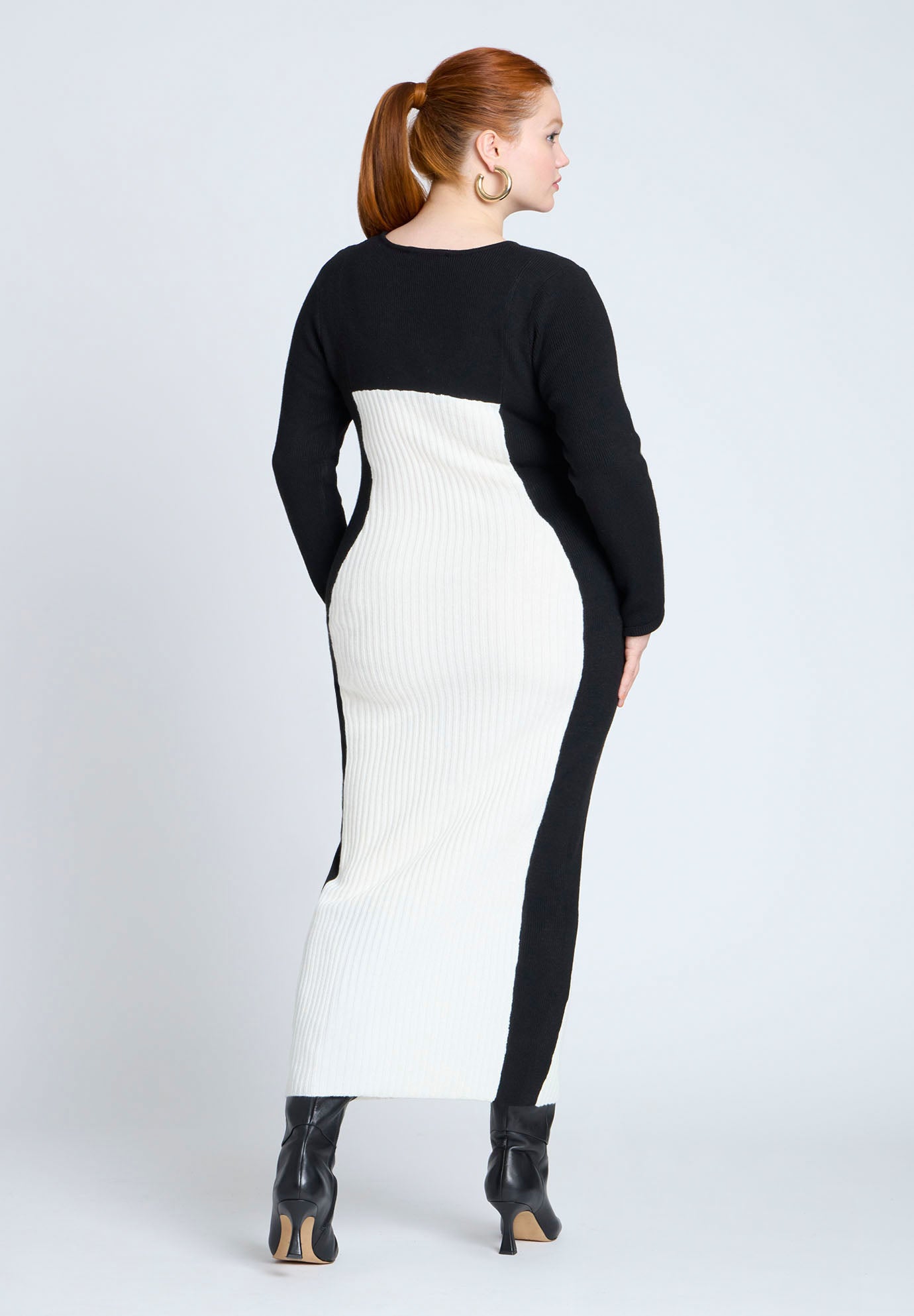 Maxi Sweater Dress With Colorblocked image number 1
