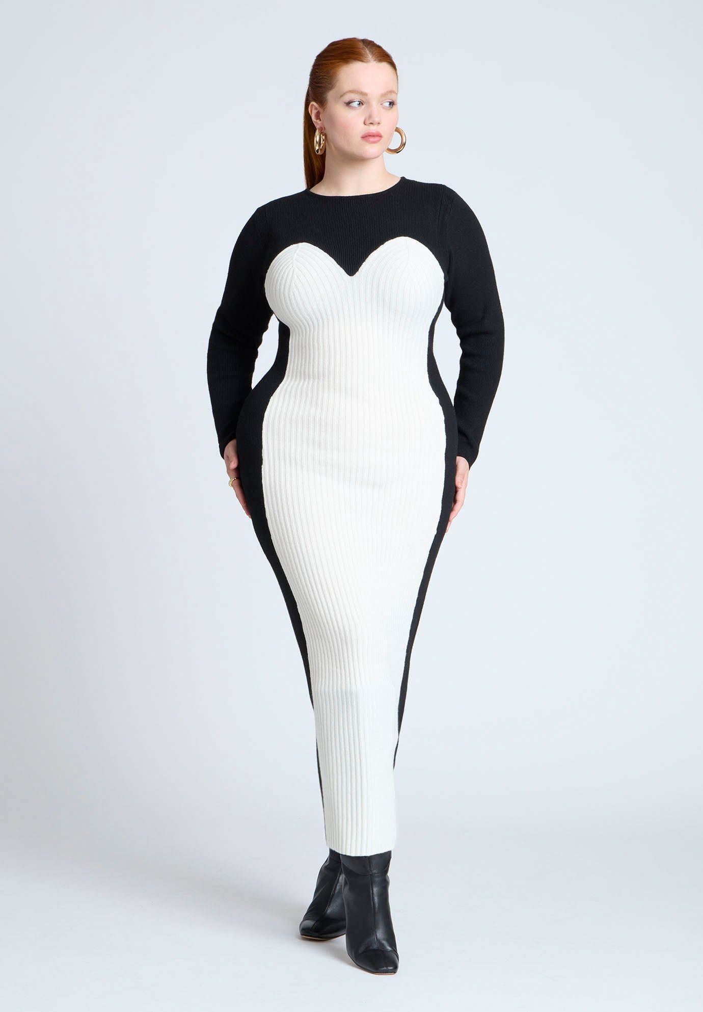 Maxi Sweater Dress With Colorblocked image number 0