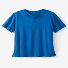 Shrink-Less Longer Length Lightweight Henley T-Shirt image number null