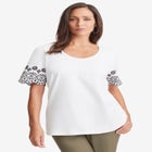 Eyelet Scoop-Neck Tee image number null