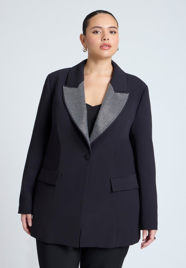 Embellished Lapel Oversized Blazer image number null