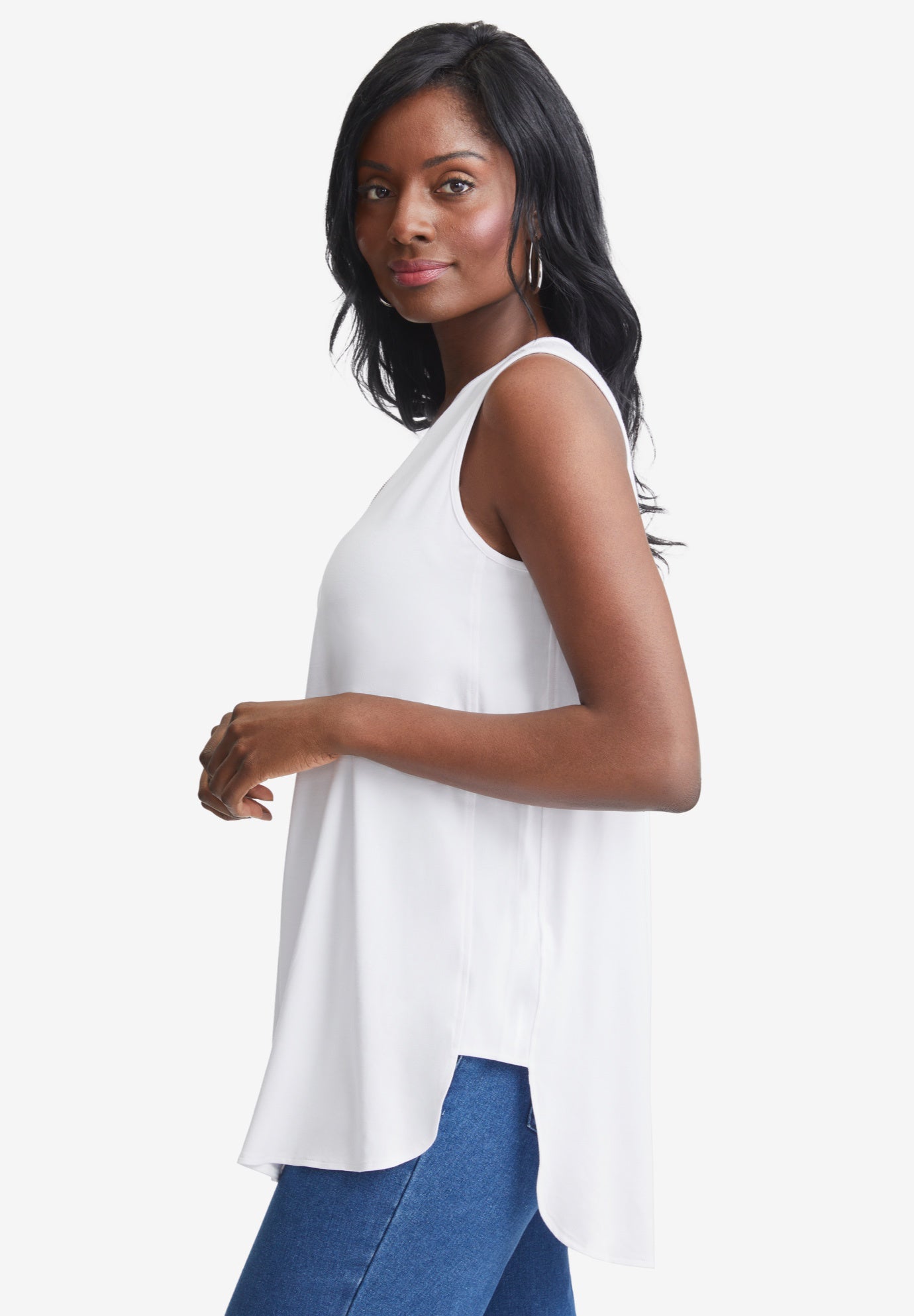 Stretch Knit Hi-Low Zip Tunic image number 2