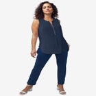 Stretch Knit Hi-Low Zip Tunic image number null