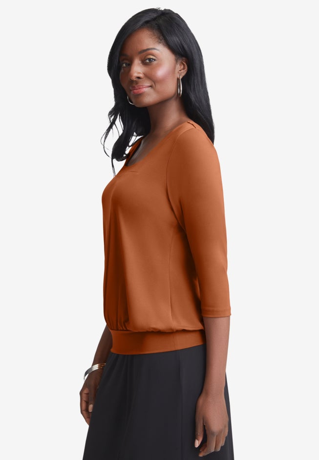 Stretch Knit Square Neck Top image number null