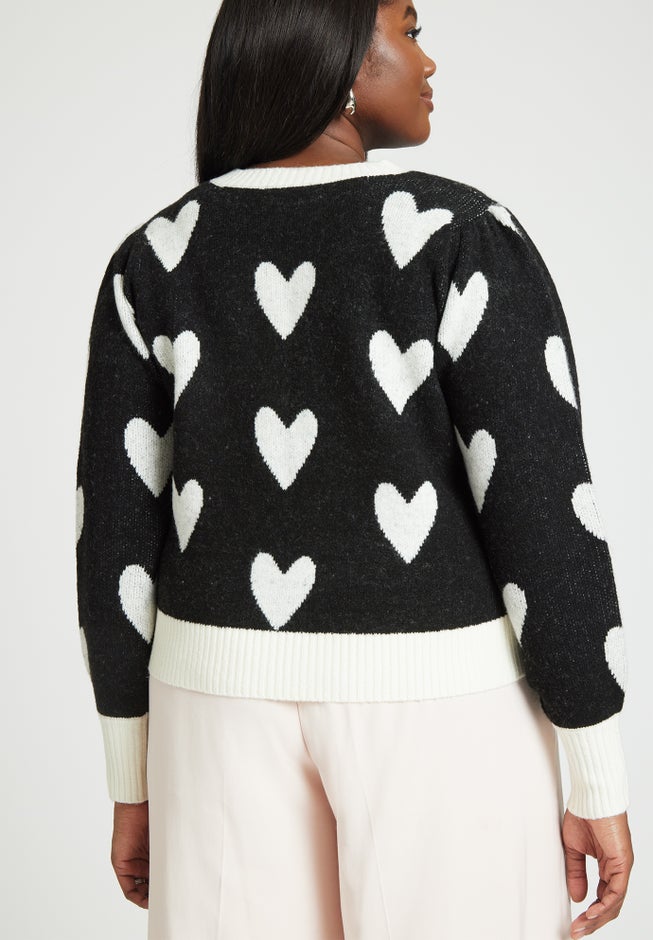 Heart Intarsia Cropped Sweater image number 5