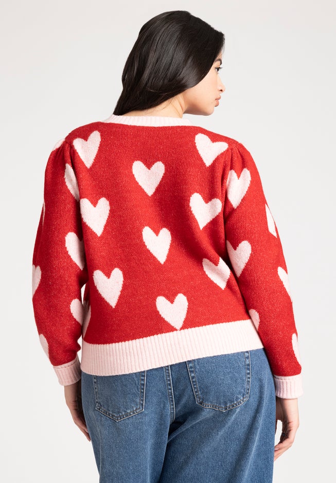 Heart Intarsia Cropped Sweater image number 2