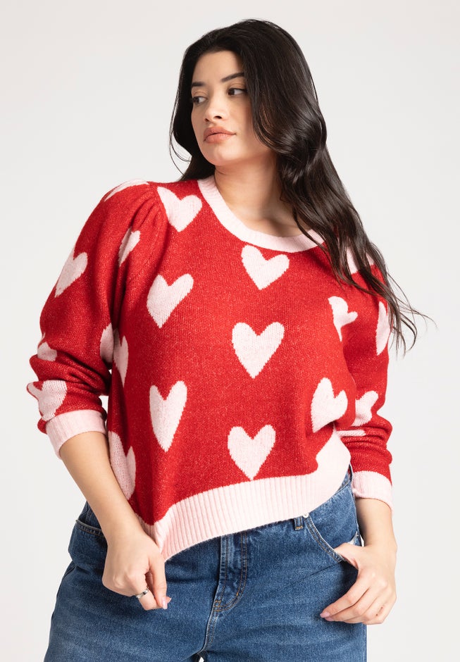 Heart Intarsia Cropped Sweater image number 0