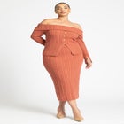 Off The Shoulder Sweater With Sleeve Slits image number null