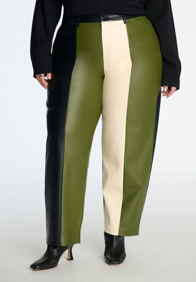 Colorblocked Faux Leather Pant image number null
