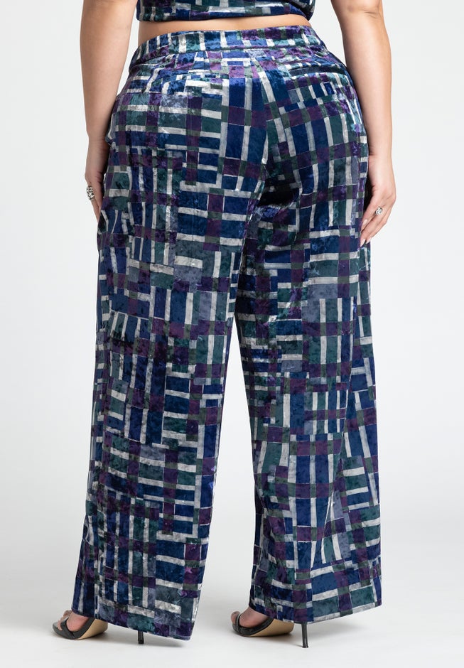 Printed Velvet Wide Leg Trouser image number 2