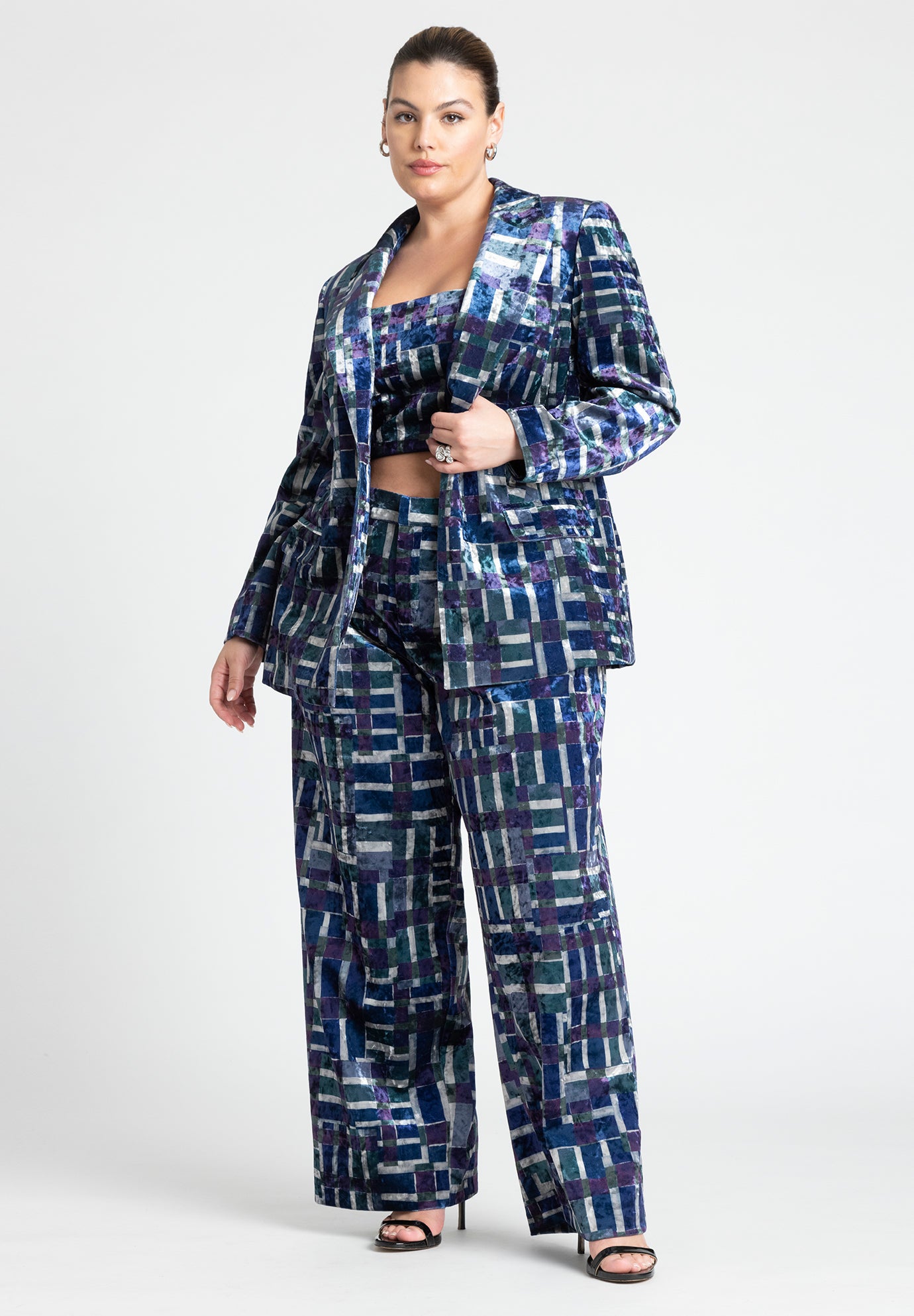 Printed Velvet Wide Leg Trouser image number 3