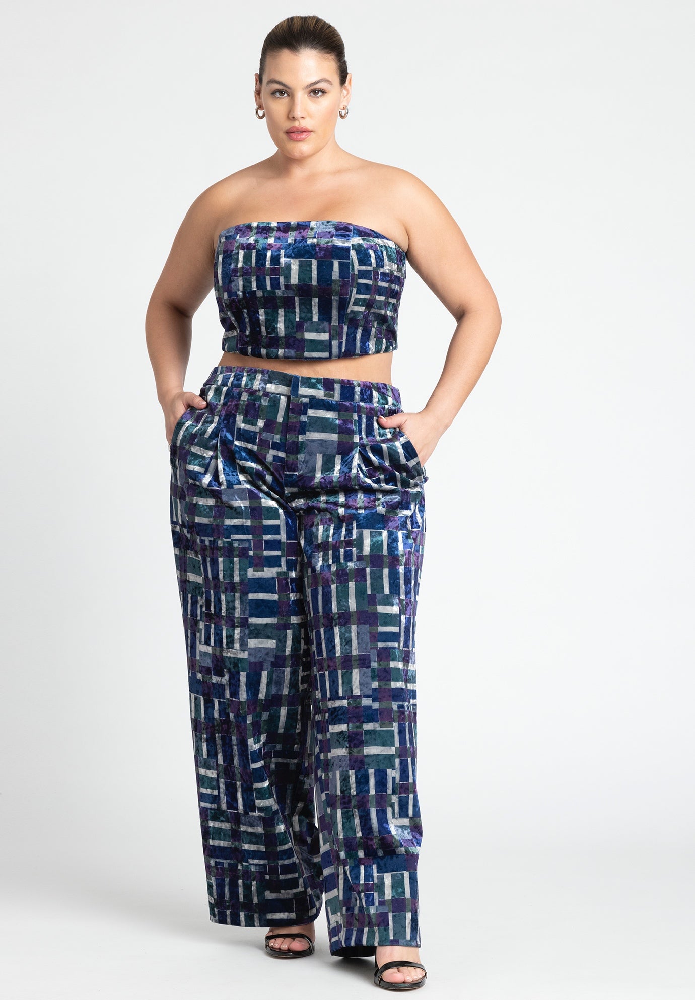 Printed Velvet Wide Leg Trouser image number 0