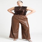 Wide Leg Leather Pants image number null