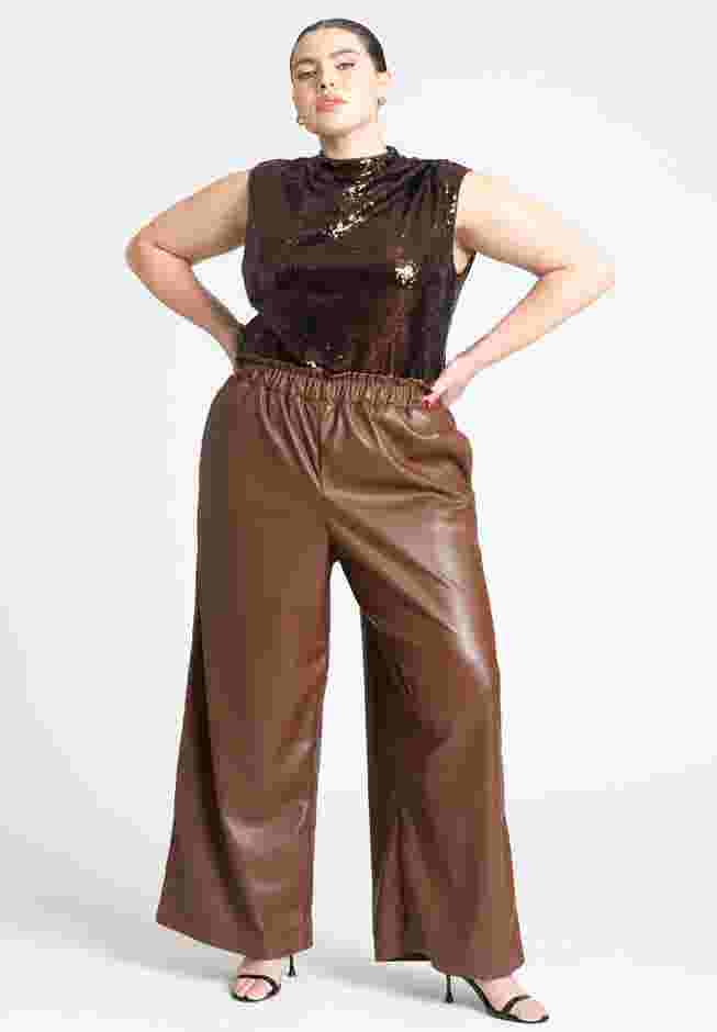 Wide Leg Leather Pants image number 0