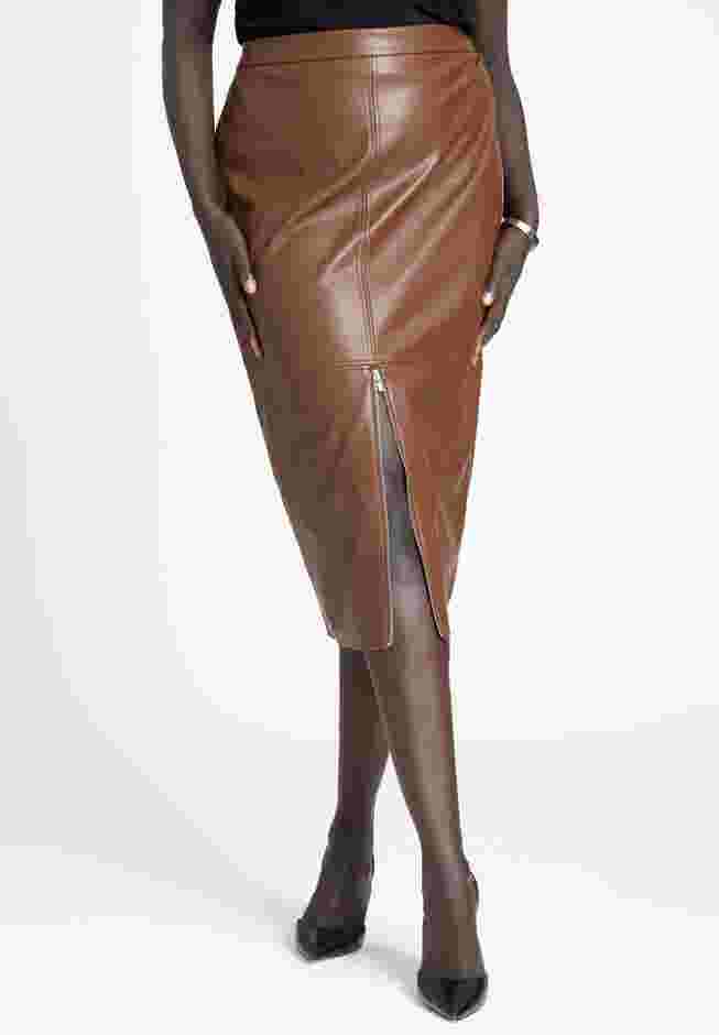 Faux Leather Zipper Skirt image number 1