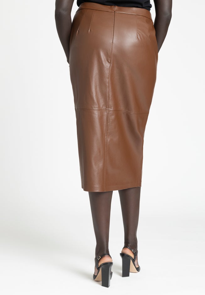 Faux Leather Zipper Skirt image number null