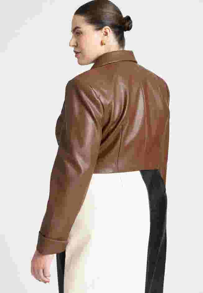 Cropped Faux Leather Jacket image number 1