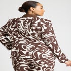 Printed Blazer With Faux Leather Collar image number null