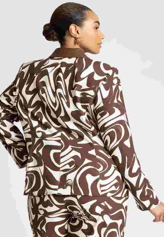 Printed Blazer With Faux Leather Collar image number 1