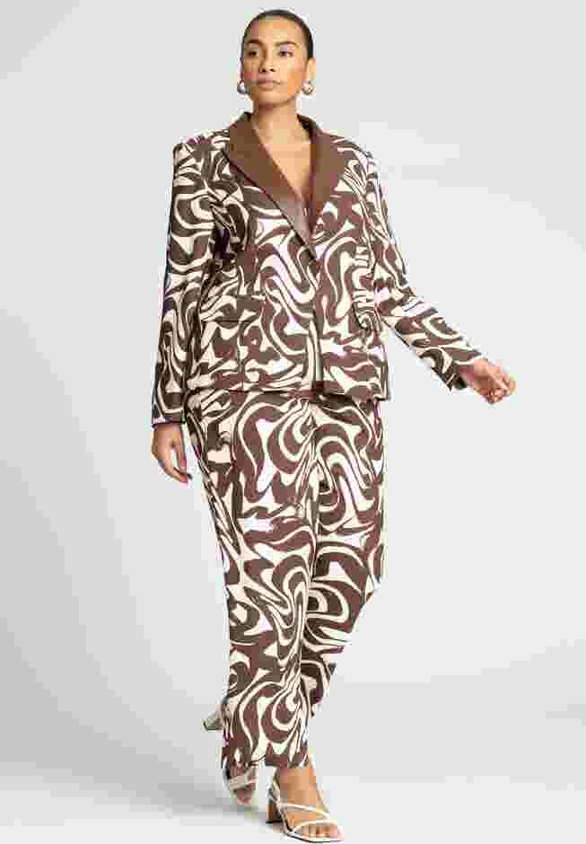 Printed Blazer With Faux Leather Collar image number 2