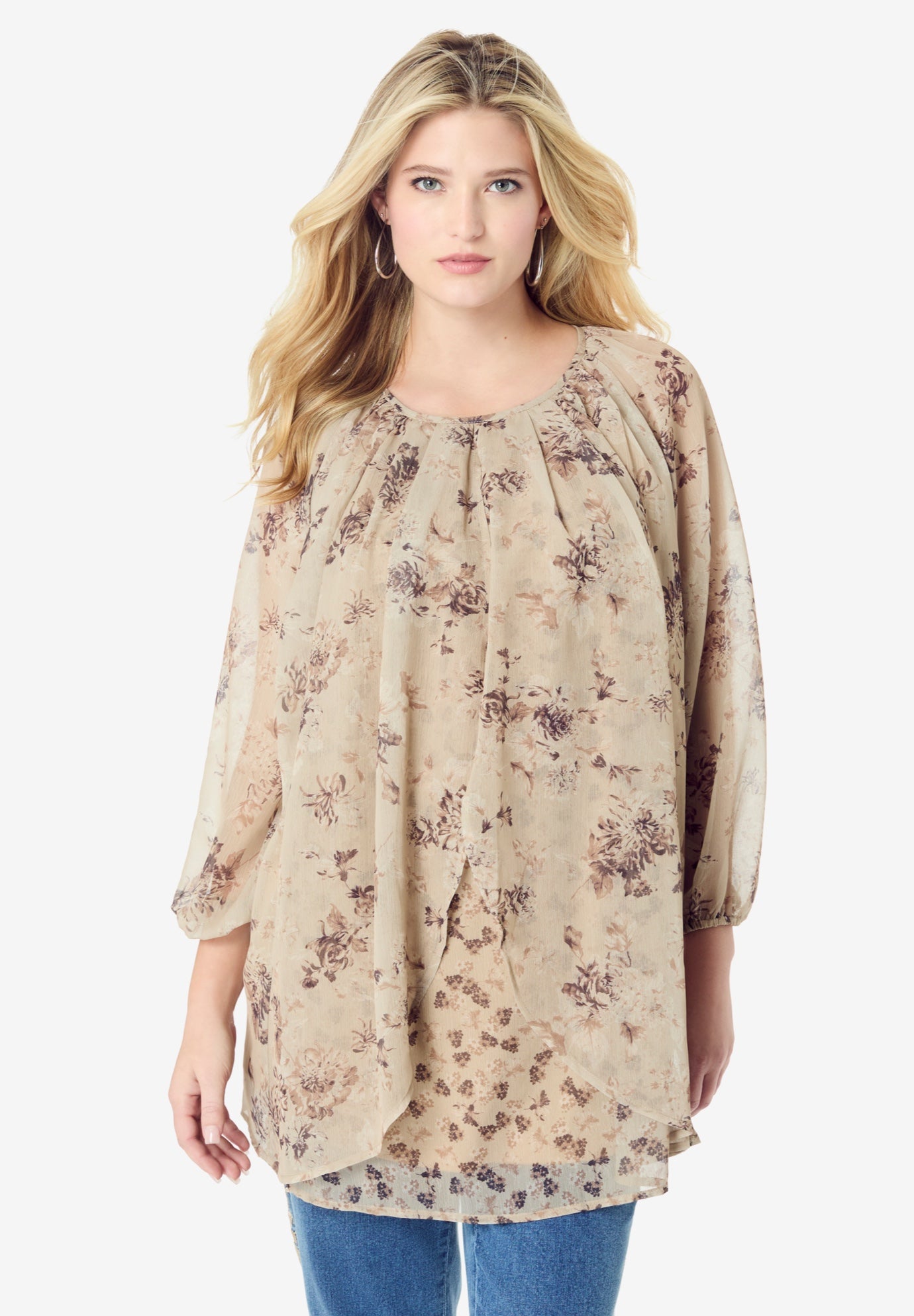 Blouson Sleeve Overlay Blouse image number 0