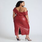 Fold Over Faux Leather Midi Dress image number null