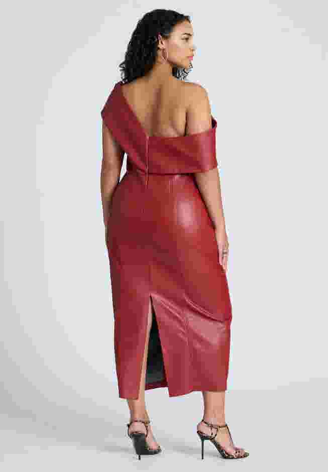 Fold Over Faux Leather Midi Dress image number 1