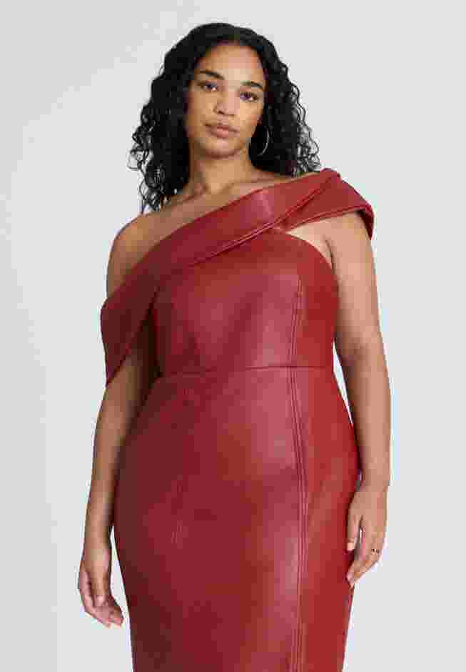 Fold Over Faux Leather Midi Dress image number 2
