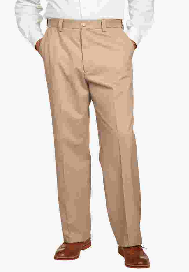 Relaxed Fit Wrinkle-Free Expandable Waist Plain Front Pants image number 0