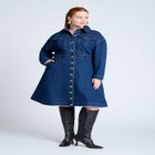 Denim Fit And Flare Shirt Dress image number null