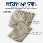 Relaxed Fit Wrinkle-Free Expandable Waist Pleated Pants image number null