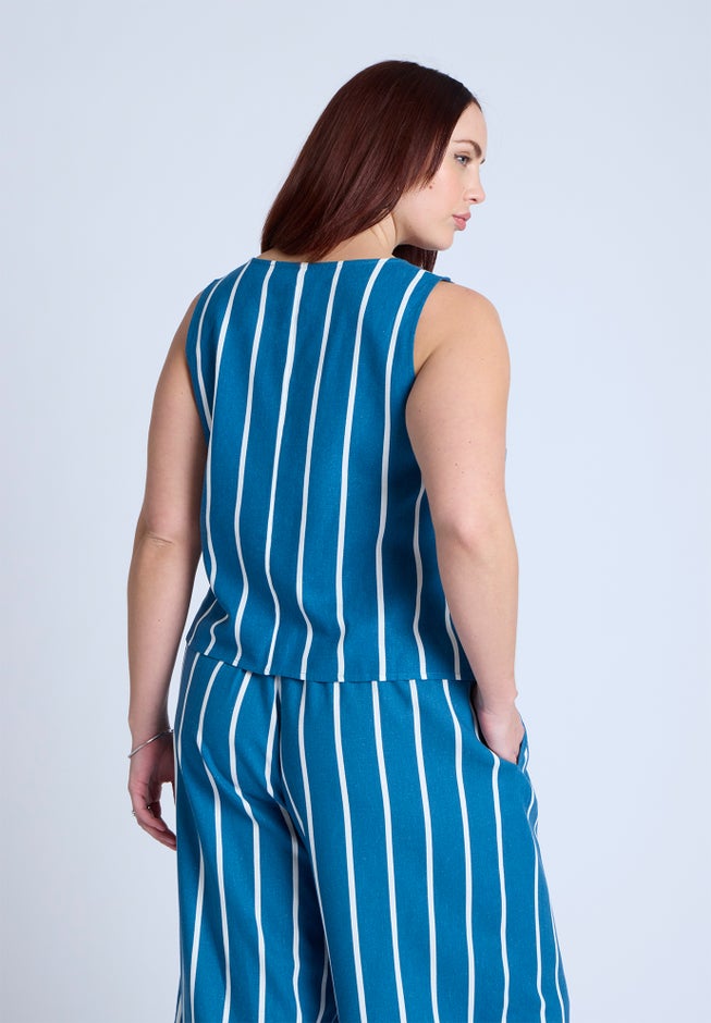 Linen-Blend Dainty Tie Vest Top image number 1