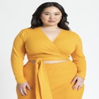 Surplice Tie Waist Sweater Top image number null