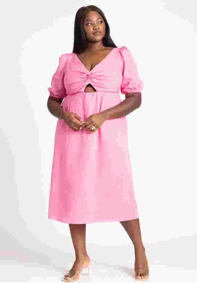 Twist Bodice Puff Sleeve Dress image number 0