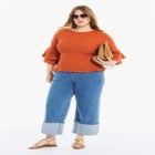 Ruffled Long-Sleeve Sweater image number null