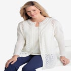 Long-Sleeve Pointelle Cardigan image number null