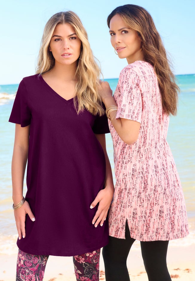 Plus Size Cotton Short Sleeve V-Neck Ultimate Tunic image number 6
