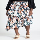 Asym Tiered Printed Skirt image number null