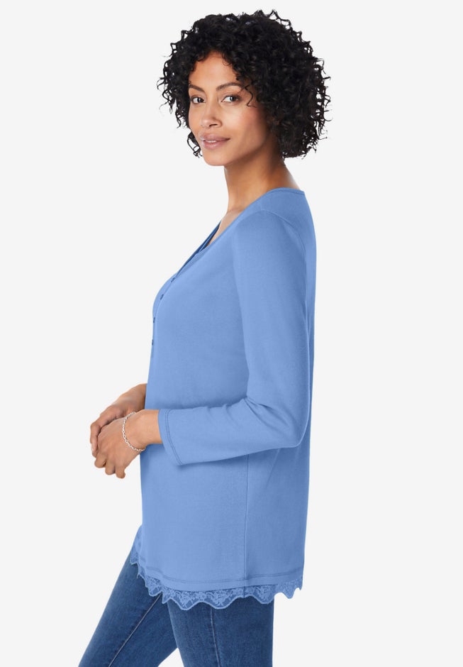 Layered-Look Lace Trim Tee image number 3