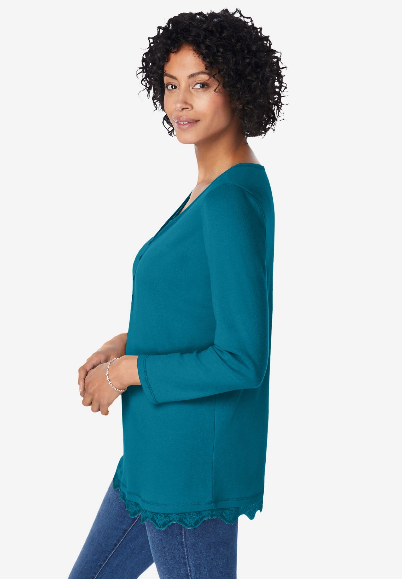 Layered-Look Lace Trim Tee image number 2