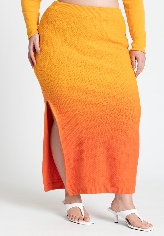 Ombre Knitted Maxi Skirt image number null